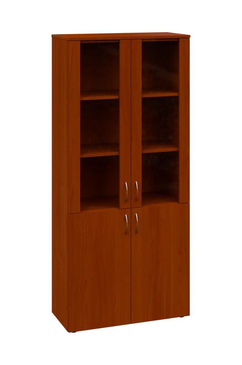 CLE 5 - 8VS skříň léková, 4-dveřová, sklo čiré v liště, výsuvná deska, 2x zámek, 1800x800x400, třešeň šumavská